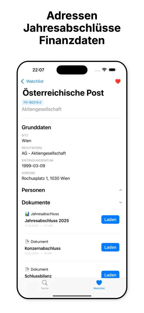 Firnexa: Firmenbuch Österreich Powerful, precise search feature screenshot